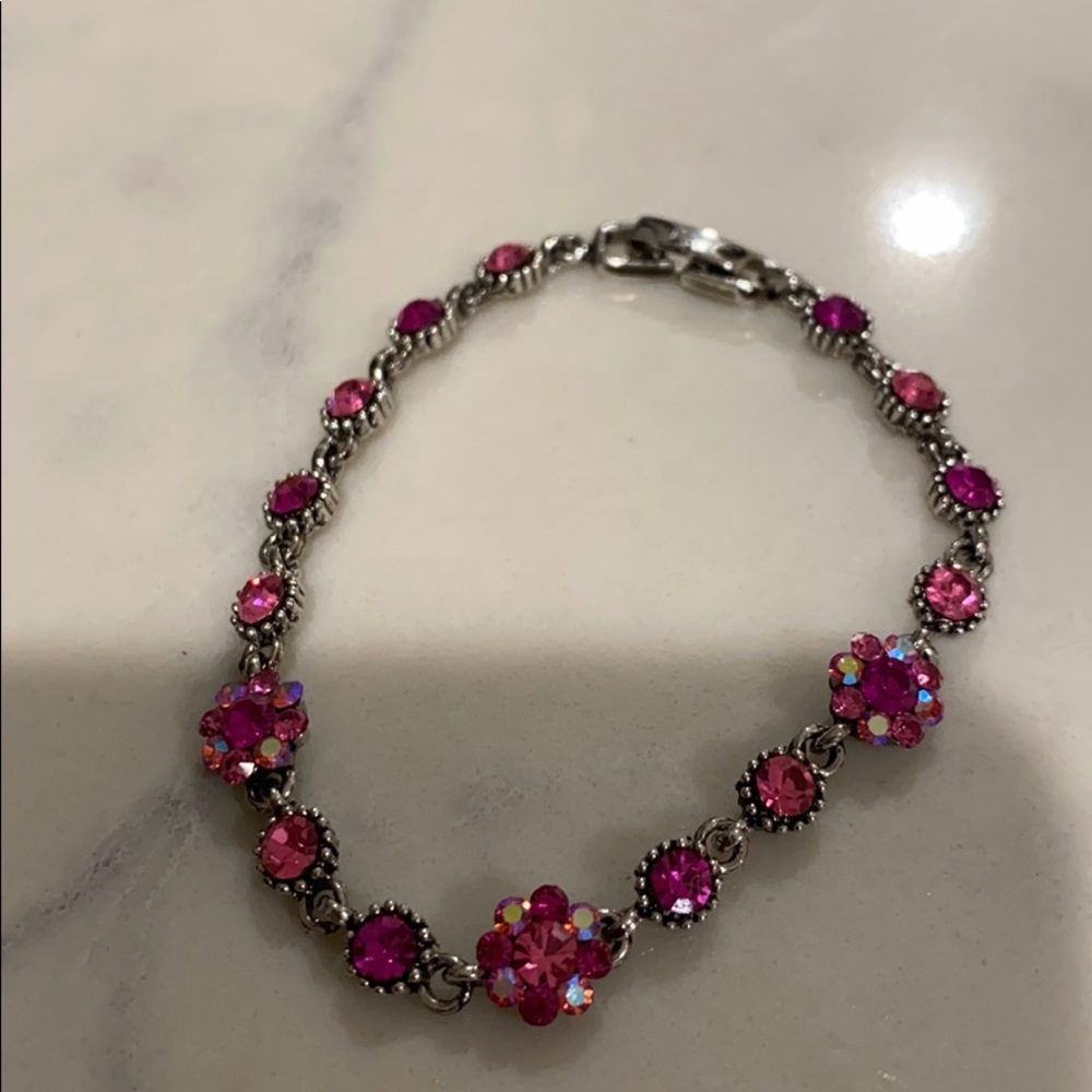 Vintage looking pink crystal bracelet